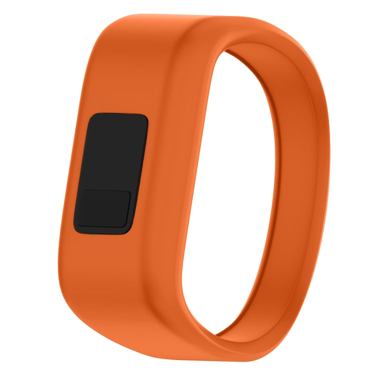 Orange silicone sport watch band with rectangular connector window