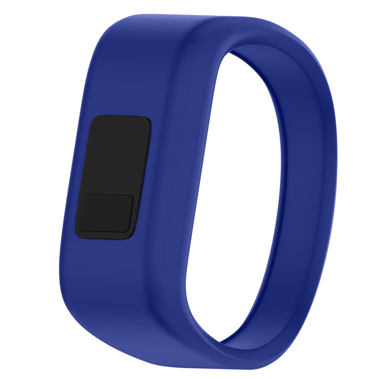Blue silicone sport watch band with rectangular connector window