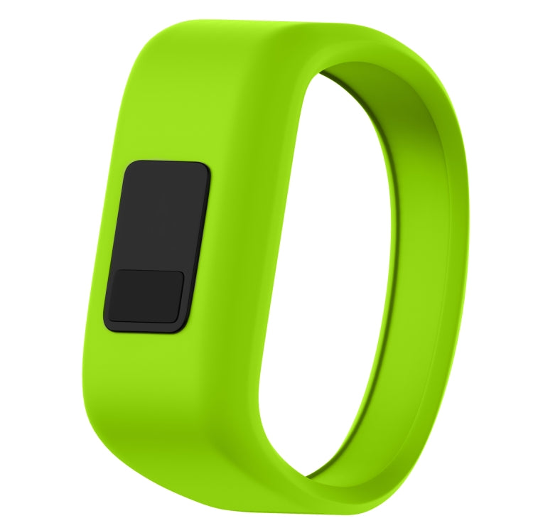 Lime green silicone sport watch band with rectangular connector window