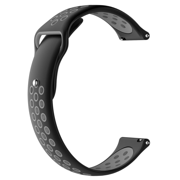 Double-color silicone sport watch band, dark gray with light gray perforated strap