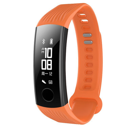 Orange silicone watch band with fitness tracker display