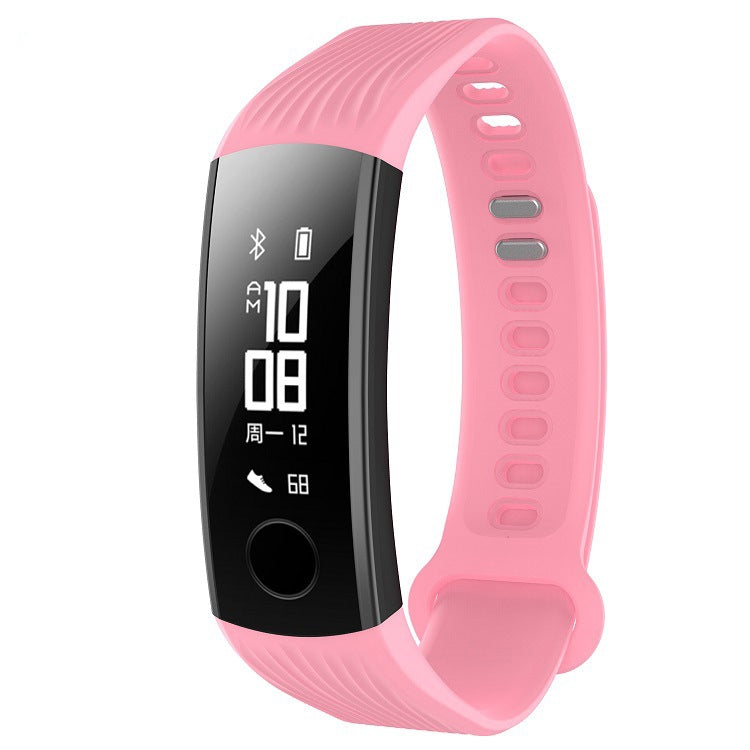 Pink silicone watch band with fitness tracker display