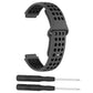 Silicone sport watch band set: dark gray perforated strap, two fit tools included
