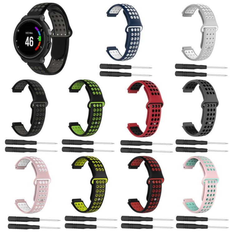 Silicone sport watch band with perforated texture and included pins, multicolor set shown