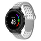 Silicone sport watch band in light gray with perforated oval pattern and gray keeper