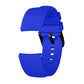 Blue silicone watch band with textured underside and perforated strap for pin fitting