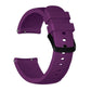 Purple silicone watch band with textured strap ends and buckle clasp with adjustment holes