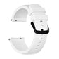 White silicone watch band with textured strap ends and buckle clasp with adjustment holes