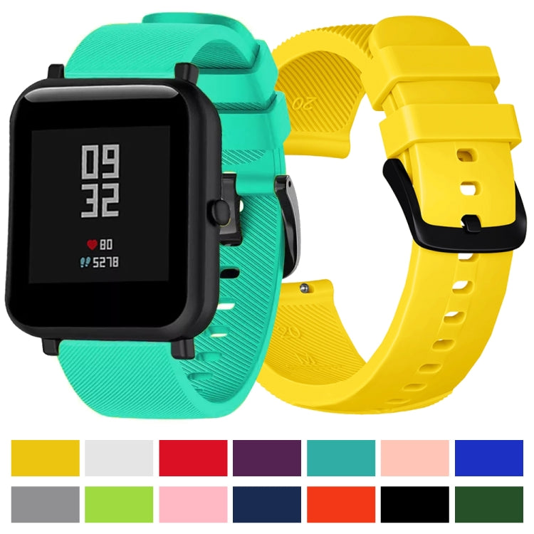 Silicone watch bands set with crazy horse texture, multiple colors, 20mm, with buckles.