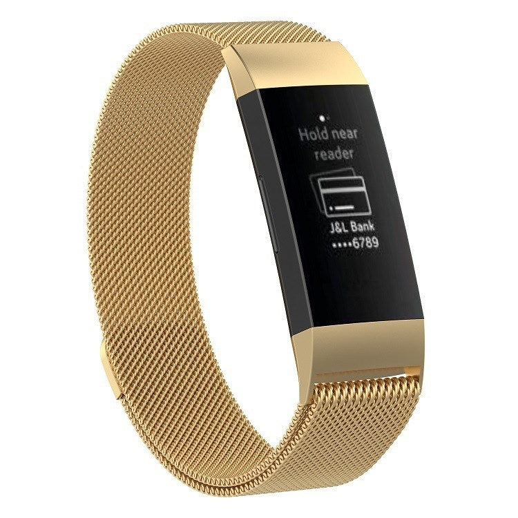 Stainless steel magnet watch band, gold mesh strap with magnetic clasp