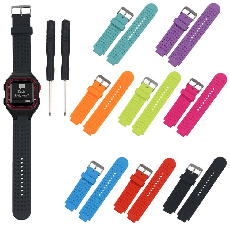 Adjustable watch bands set in multiple colors, each with perforations and metal buckle