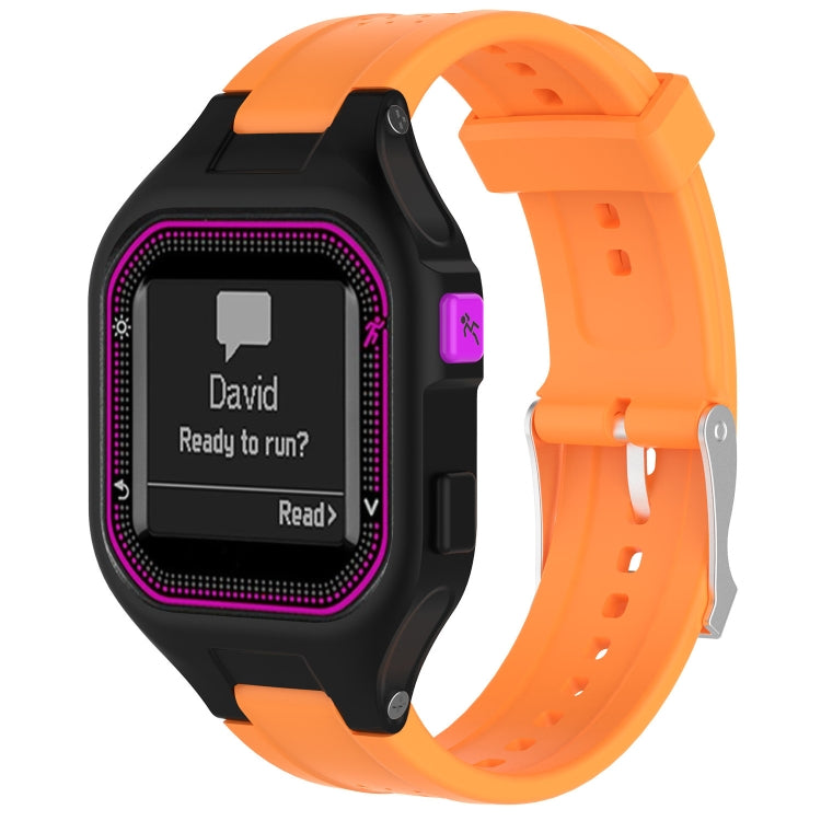 Adjustable silicone watch band in orange with metal pin for Garmin Forerunner 25