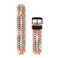 Silicone sport watch band with multicolor wavy stripe pattern and black connector