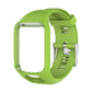 Light green silicone sport watch band with perforated strap and silver clasp