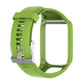 Green silicone sport watch band with perforated texture and side buckle