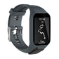 Charcoal grey silicone sport watch band with perforated strap and clasp