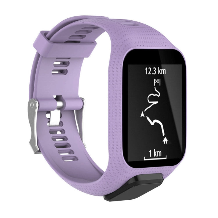 Lavender purple silicone sport watch band with perforated strap and buckle