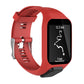 Red silicone sport watch band with perforated strap and clasp
