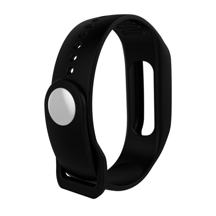 Silicone sport watch band, black with side opening and molded strap buckle