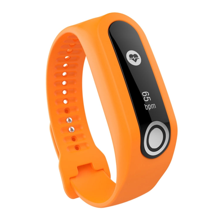 Silicone sport watch band, orange with perforated strap and module face