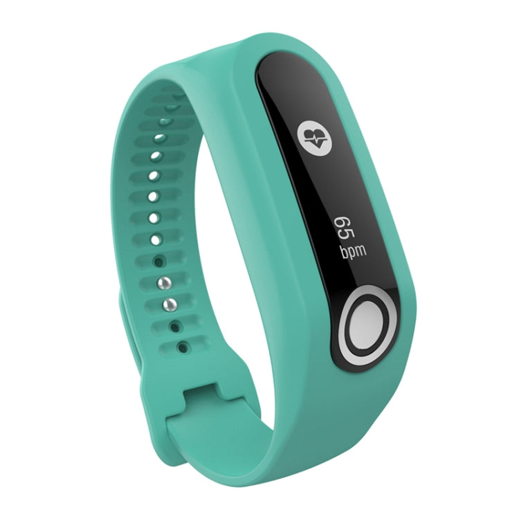 Silicone sport watch band, mint green with perforated strap and module face