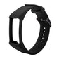 Black silicone sport watch band, curved design with metal buckle and adjustment holes