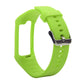 Green silicone sport watch band with metal buckle and multiple adjustment holes