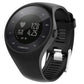 Black silicone sport watch band with adjustable clasp and vented strap profile
