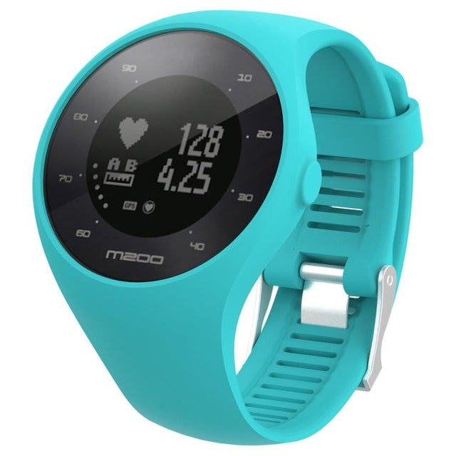 Mint green silicone sport watch band with adjustable clasp and vented strap