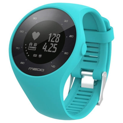 Mint green silicone sport watch band with adjustable clasp and vented strap