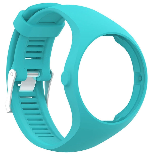 Mint green silicone sport watch band strap with buckle and vented design