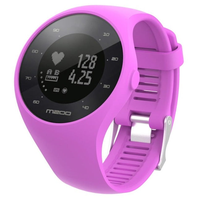 Purple silicone sport watch band with adjustable clasp and vented strap