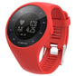 Red silicone sport watch band with adjustable clasp and vented strap