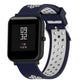 Silicone sport watch band with navy and light gray perforated strap for 20mm watches