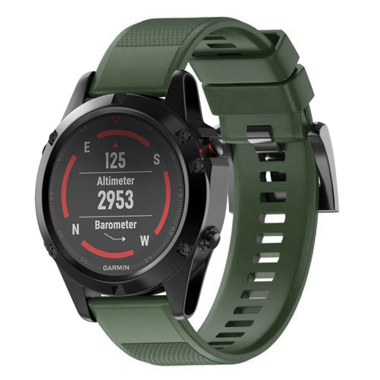 Dark green 22mm silicone watch band with perforated texture and buckle