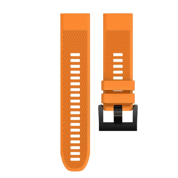 Orange silicone watch strap band with rectangular buckle end and vented holes