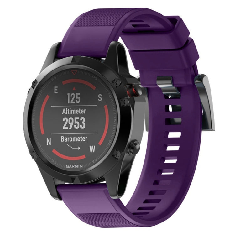 Purple silicone watch band with textured strap and snap clasp for 22mm watches