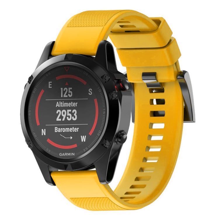 Yellow 22mm silicone watch band with perforated texture and buckle