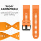 Orange 22mm silicone watch band with flexible perforated links and buckle