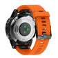 20mm silicone watch band in orange, perforated texture with metal quick-fit ends