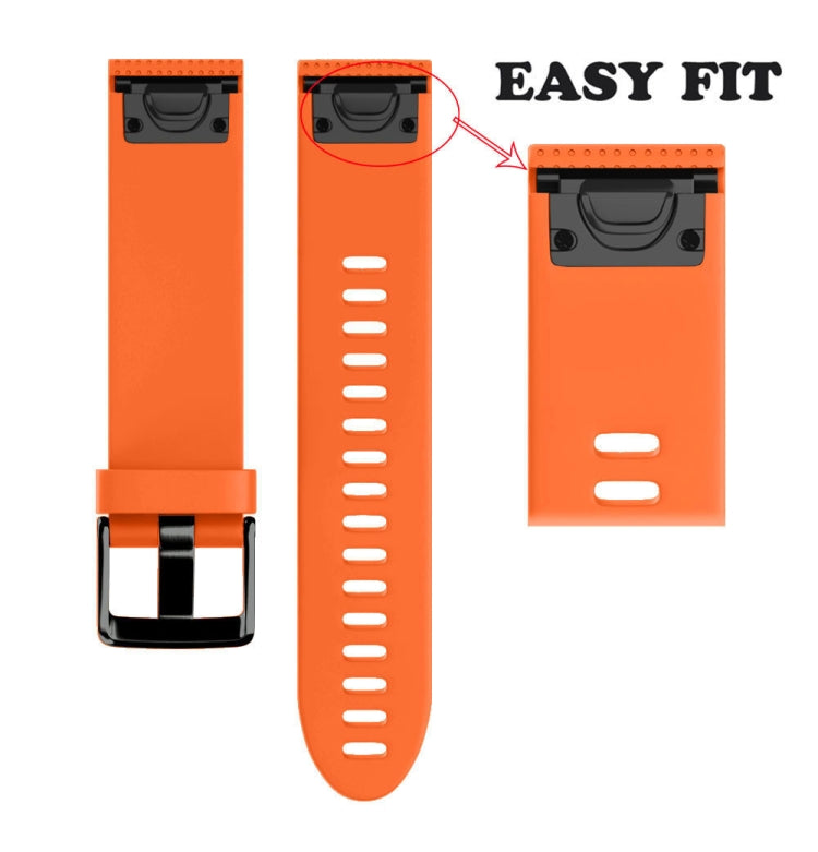 20mm orange silicone watch band with easy-fit style clasp and perforated holes
