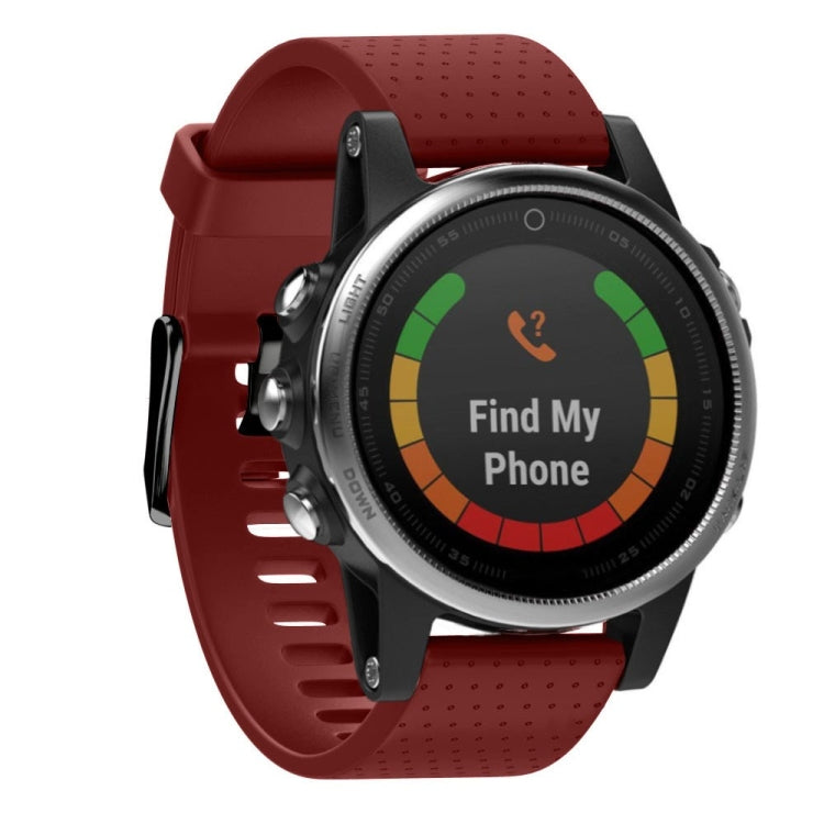 20mm silicone watch band in dark red, perforated strap with quick-release pins