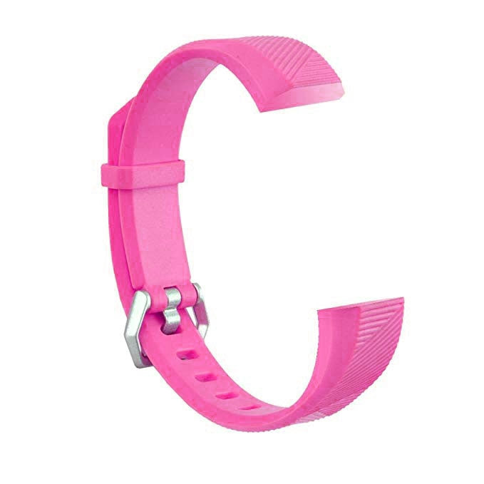 Pink purple silicone watch band with silver clasp and vent-style holes