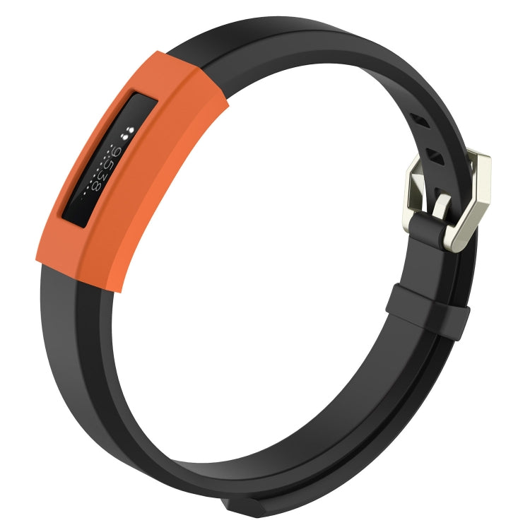 Orange and black silicone watch protective case with metal clasp, for Fitbit Alta/HR