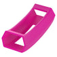 Pink silicone watch protective case with central slot and raised edges.