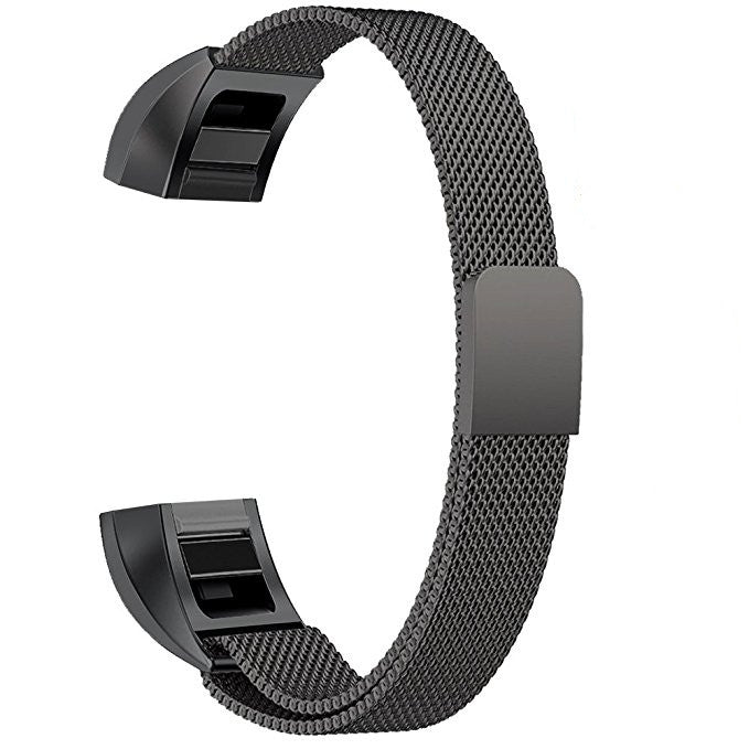 Dark gray mesh stainless steel magnet watch band with rectangular magnetic connector