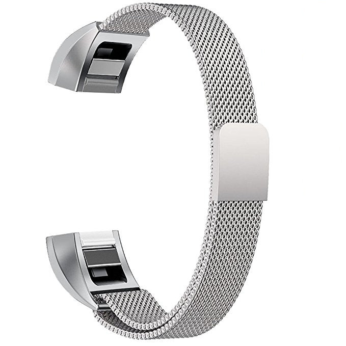 Stainless steel mesh magnet watch band with silver magnetic connector and clasp