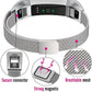 Stainless steel mesh watch band with black connector module and adjustable magnetic ends