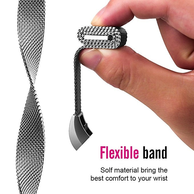 Flexible stainless steel mesh magnet watch band with magnetic connector end