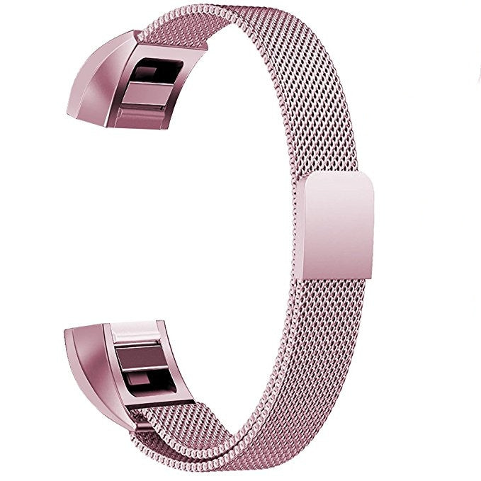Rose gold mesh stainless steel magnet watch band with magnetic connector latch, large